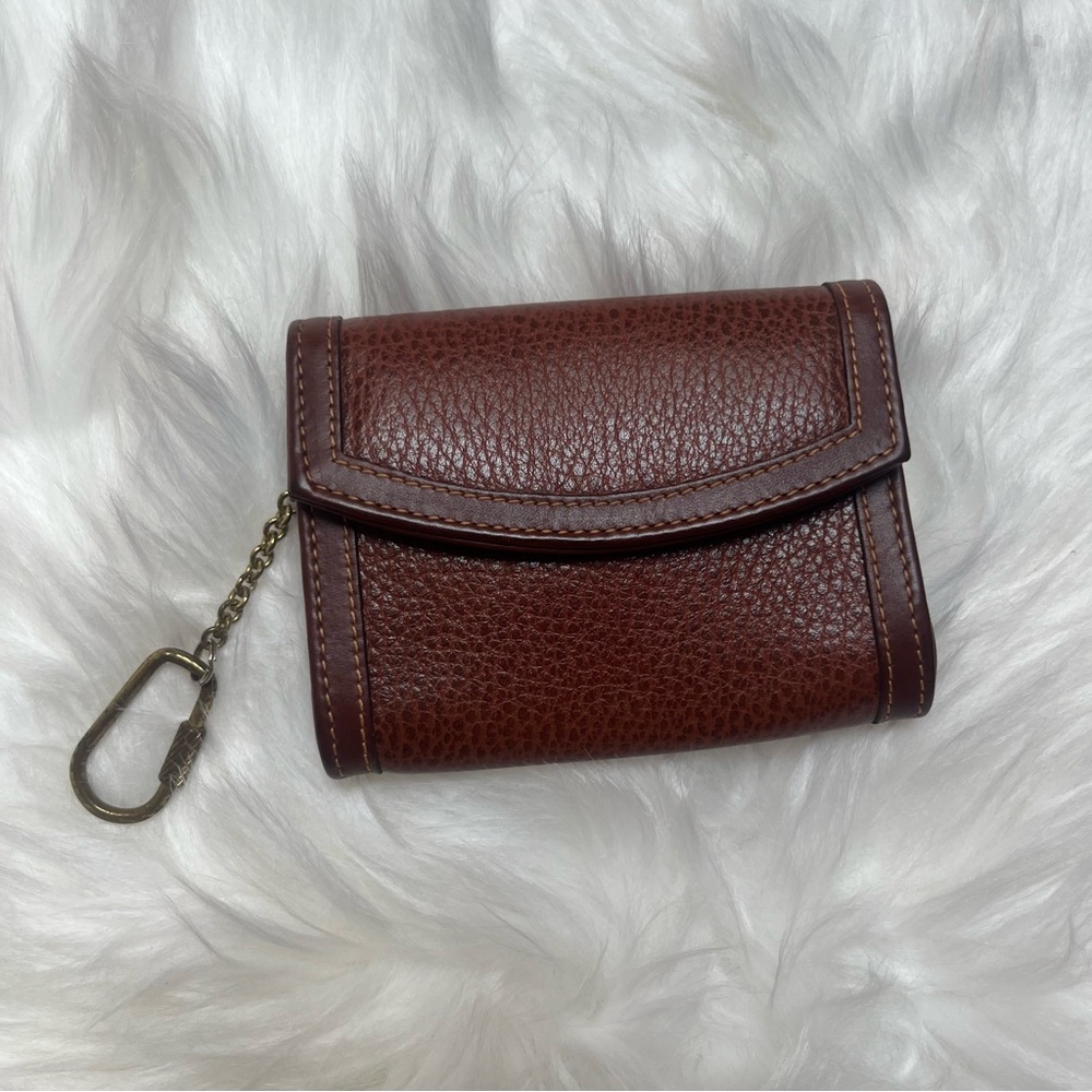 Coach Vintage Multi Functional Key Holder Coin Change Purse Brown Tan Full Grain